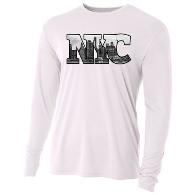 Nyc City Skyline Of Downtown New York City New York Cooling Performance Long Sleeve Crew