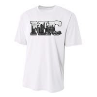 Nyc City Skyline Of Downtown New York City New York Performance Sprint T-Shirt