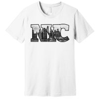 Nyc City Skyline Of Downtown New York City New York Premium T-Shirt