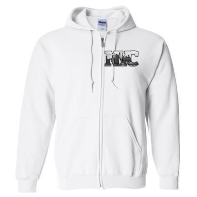 Nyc City Skyline Of Downtown New York City New York Full Zip Hoodie