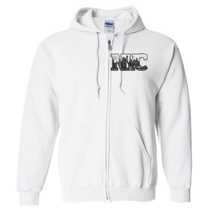 Nyc City Skyline Of Downtown New York City New York Full Zip Hoodie