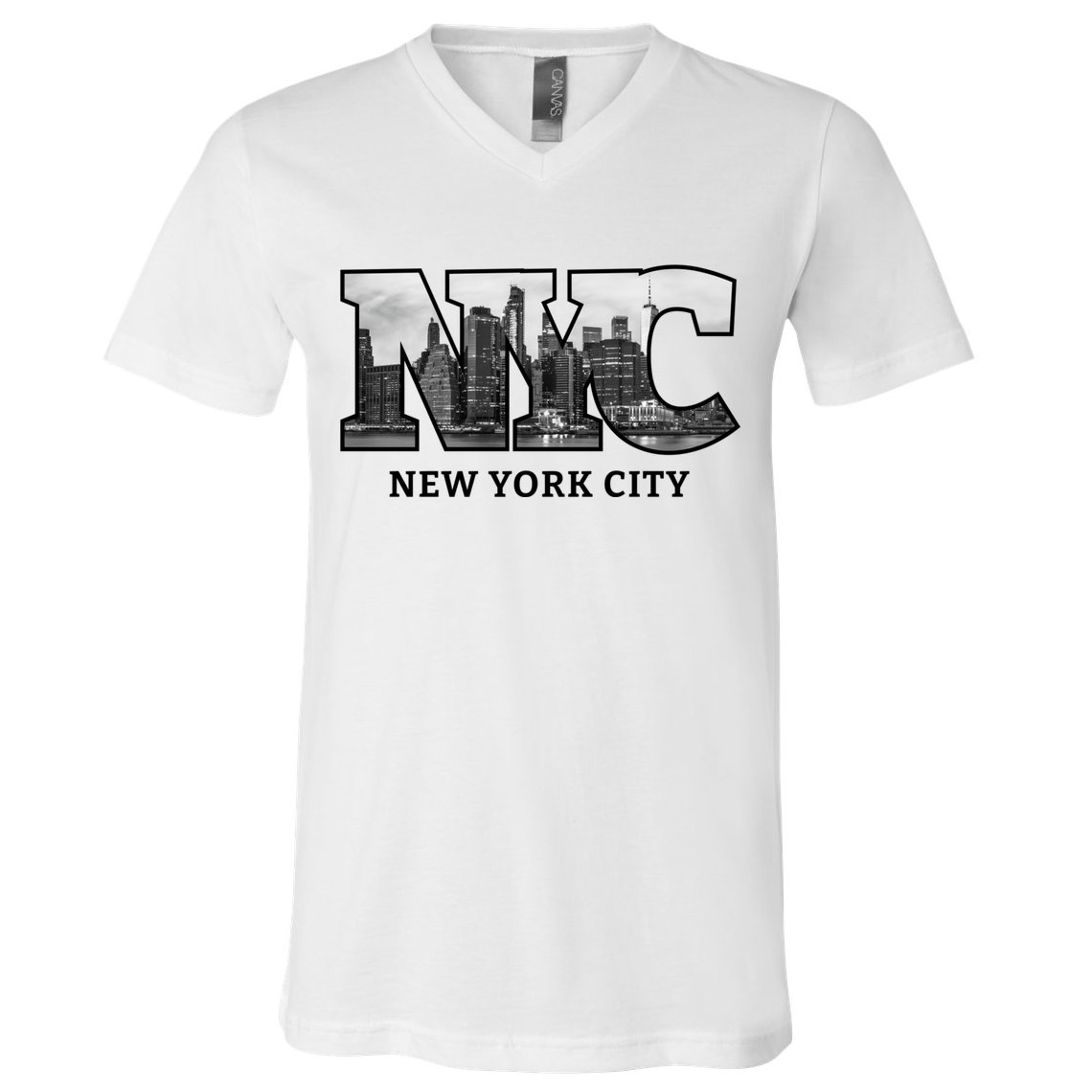 Nyc City Skyline Of Downtown New York City New York V-Neck T-Shirt