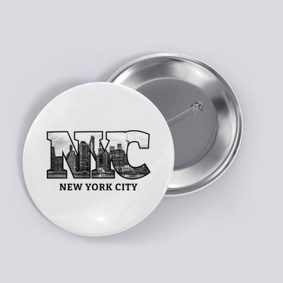 Nyc City Skyline Of Downtown New York City New York Button