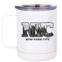 Nyc City Skyline Of Downtown New York City New York 12 oz Stainless Steel Tumbler Cup