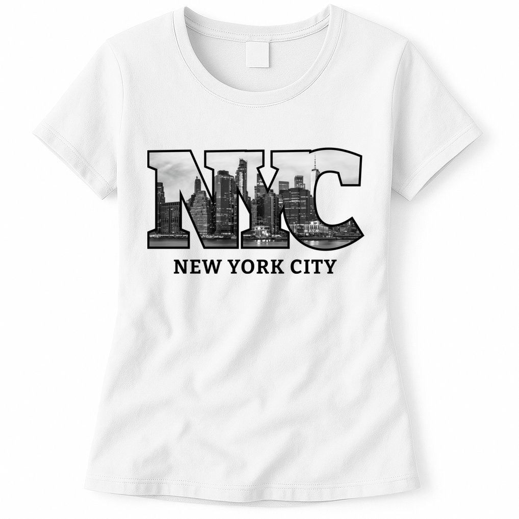 Nyc City Skyline Of Downtown New York City New York Womens T-Shirt