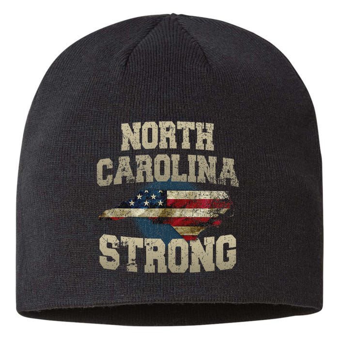 North Carolina Strong With Nc State And Usa Flag Overlay Sustainable Beanie