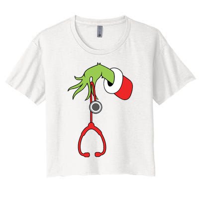 Nurse Christmas Stethoscope Nurses Xmas Pajamas Pjs Women Women's Crop Top Tee