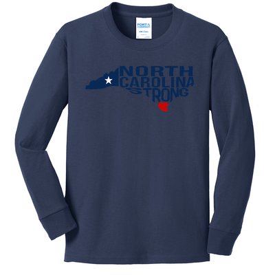 North Carolina Strong With Nc State And Love North Carolina Kids Long Sleeve Shirt