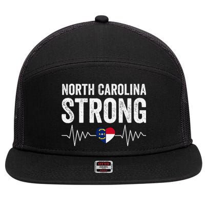 North Carolina Strong With Nc State And Love North Carolina 7 Panel Mesh Trucker Snapback Hat