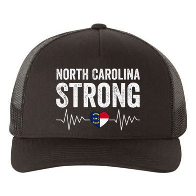 North Carolina Strong With Nc State And Love North Carolina Yupoong Adult 5-Panel Trucker Hat