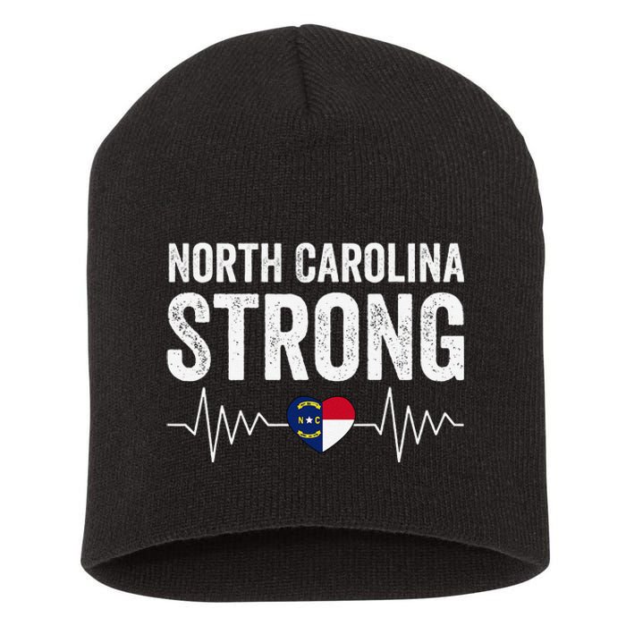 North Carolina Strong With Nc State And Love North Carolina Short Acrylic Beanie