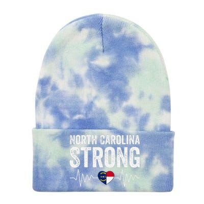 North Carolina Strong With Nc State And Love North Carolina Tie Dye 12in Knit Beanie