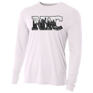 Nyc City Skyline Of Downtown New York City New York Cooling Performance Long Sleeve Crew