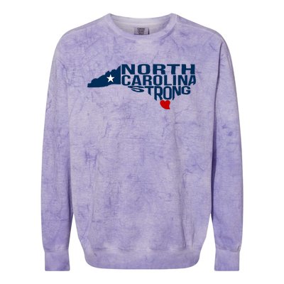 North Carolina Strong With Nc State And Love North Carolina Colorblast Crewneck Sweatshirt