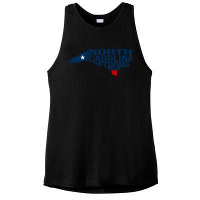 North Carolina Strong With Nc State And Love North Carolina Ladies PosiCharge Tri-Blend Wicking Tank