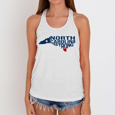 North Carolina Strong With Nc State And Love North Carolina Women's Knotted Racerback Tank