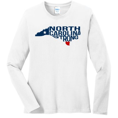 North Carolina Strong With Nc State And Love North Carolina Ladies Long Sleeve Shirt