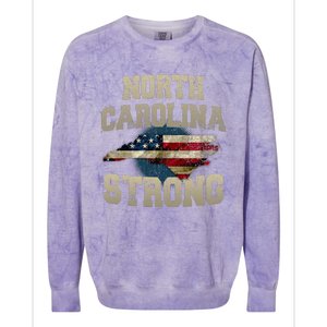 North Carolina Strong With Nc State And Usa Flag Overlay Colorblast Crewneck Sweatshirt