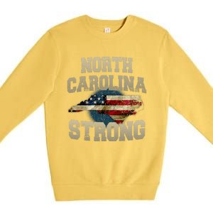 North Carolina Strong With Nc State And Usa Flag Overlay Premium Crewneck Sweatshirt