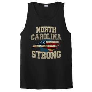 North Carolina Strong With Nc State And Usa Flag Overlay PosiCharge Competitor Tank