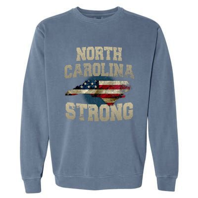 North Carolina Strong With Nc State And Usa Flag Overlay Garment-Dyed Sweatshirt