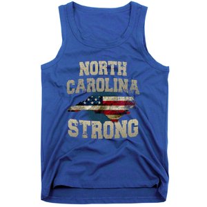 North Carolina Strong With Nc State And Usa Flag Overlay Tank Top