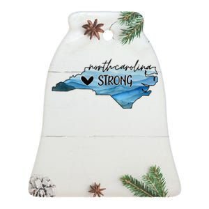 North Carolina Strong With Nc State And Love North Carolina Ceramic Bell Ornament