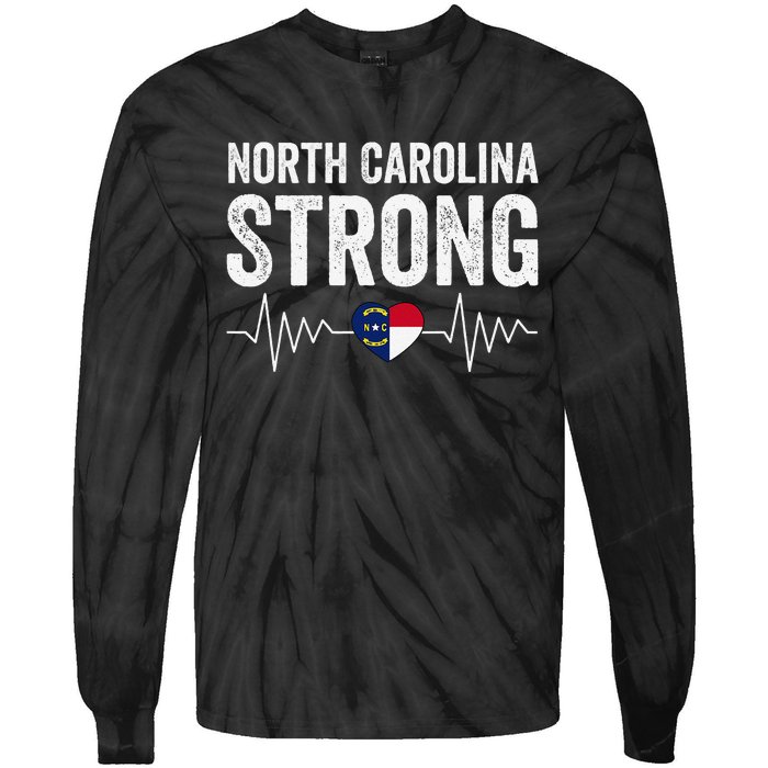 North Carolina Strong With Nc State And Love North Carolina Tie-Dye Long Sleeve Shirt