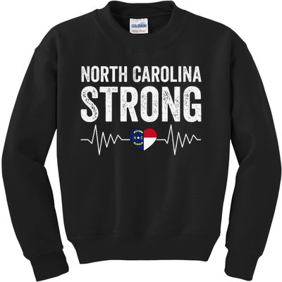 North Carolina Strong With Nc State And Love North Carolina Kids Sweatshirt