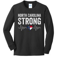 North Carolina Strong With Nc State And Love North Carolina Kids Long Sleeve Shirt