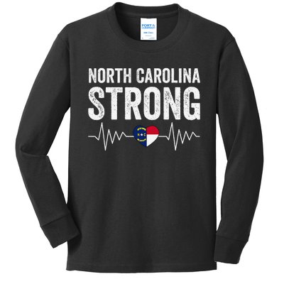 North Carolina Strong With Nc State And Love North Carolina Kids Long Sleeve Shirt