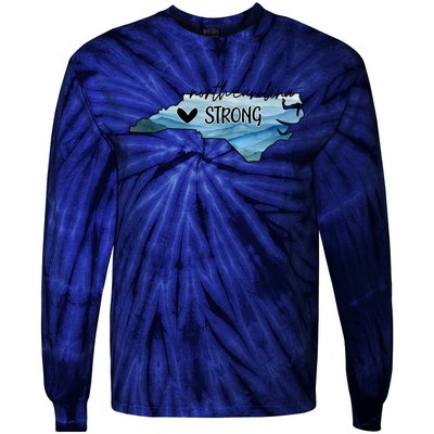 North Carolina Strong With Nc State And Love North Carolina Tie-Dye Long Sleeve Shirt