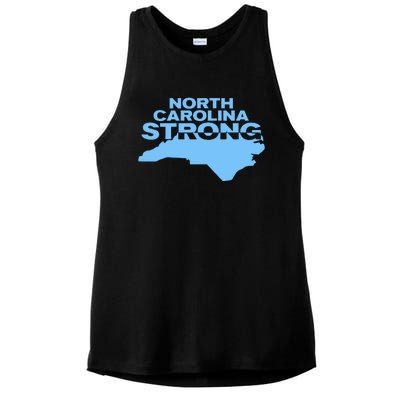 North Carolina Strong With Nc State And Love North Carolina Ladies PosiCharge Tri-Blend Wicking Tank