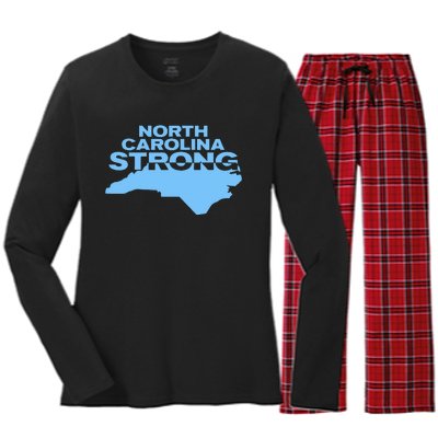 North Carolina Strong With Nc State And Love North Carolina Women's Long Sleeve Flannel Pajama Set 