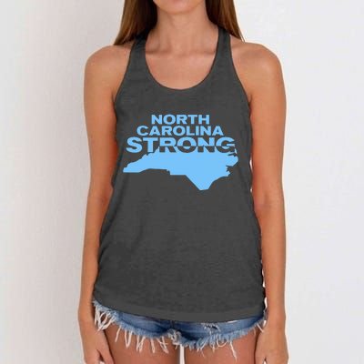 North Carolina Strong With Nc State And Love North Carolina Women's Knotted Racerback Tank