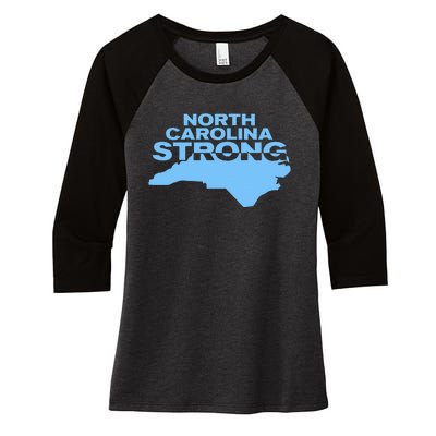 North Carolina Strong With Nc State And Love North Carolina Women's Tri-Blend 3/4-Sleeve Raglan Shirt