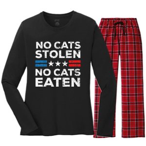 No Cats Stolen No Cats Eatin Trump 2024 Donald Trump Women's Long Sleeve Flannel Pajama Set 