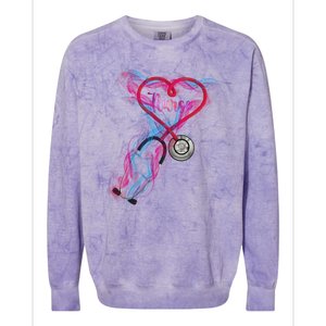 Nurse Colorful Stethoscope Heart Nurse Life Colorblast Crewneck Sweatshirt