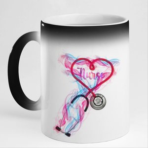 Nurse Colorful Stethoscope Heart Nurse Life 11oz Black Color Changing Mug