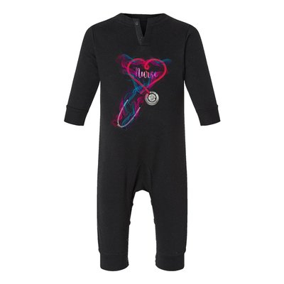 Nurse Colorful Stethoscope Heart Nurse Life Infant Fleece One Piece