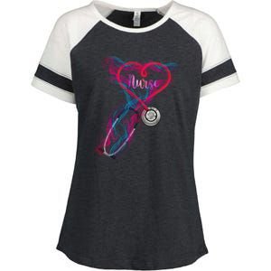 Nurse Colorful Stethoscope Heart Nurse Life Enza Ladies Jersey Colorblock Tee