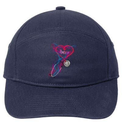 Nurse Colorful Stethoscope Heart Nurse Life 7-Panel Snapback Hat