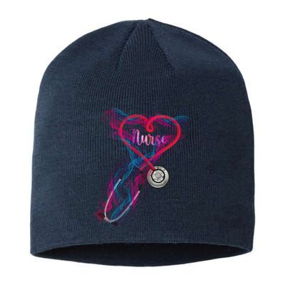 Nurse Colorful Stethoscope Heart Nurse Life Sustainable Beanie