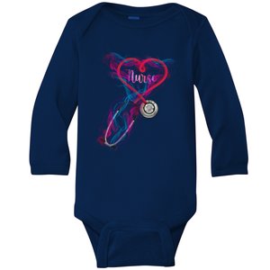 Nurse Colorful Stethoscope Heart Nurse Life Baby Long Sleeve Bodysuit