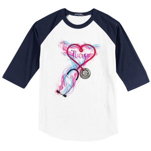 Nurse Colorful Stethoscope Heart Nurse Life Baseball Sleeve Shirt