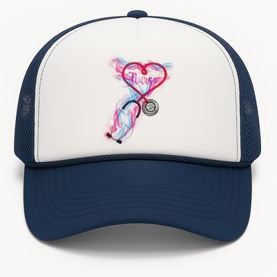 Nurse Colorful Stethoscope Heart Nurse Life Trucker Hat