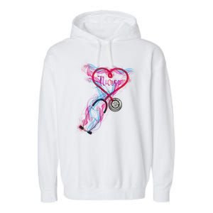 Nurse Colorful Stethoscope Heart Nurse Life Garment-Dyed Fleece Hoodie