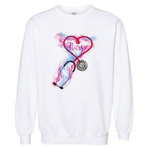 Nurse Colorful Stethoscope Heart Nurse Life Garment-Dyed Sweatshirt