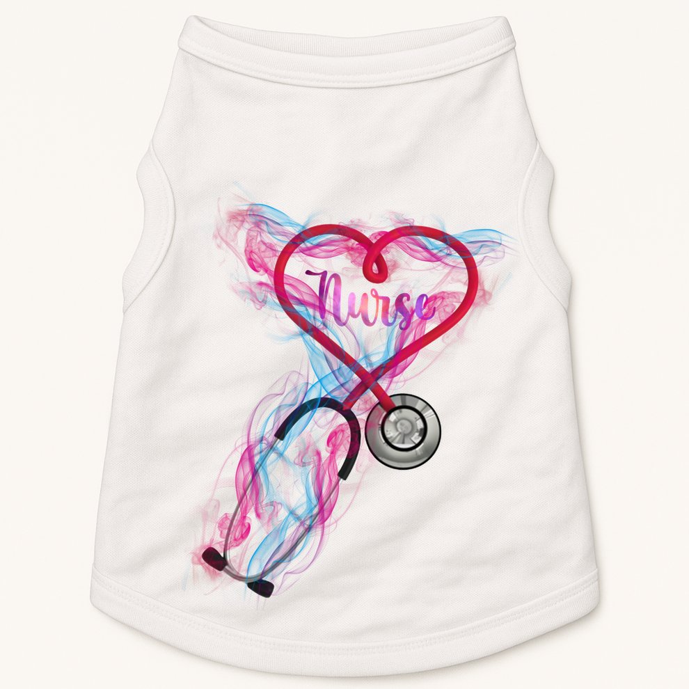 Nurse Colorful Stethoscope Heart Nurse Life Doggie Tank