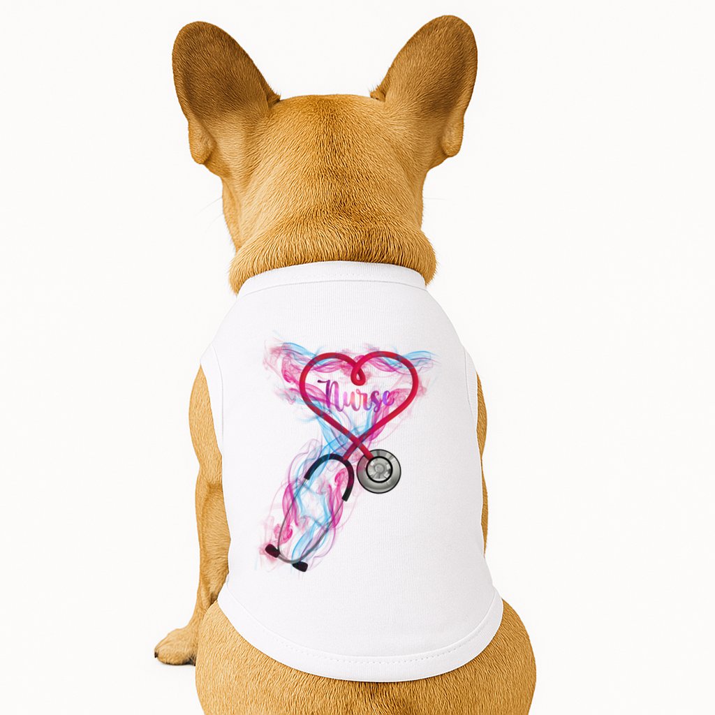 Nurse Colorful Stethoscope Heart Nurse Life Doggie Tank